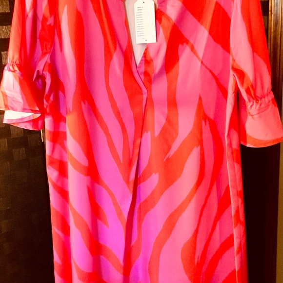 Made With ❤️ Red & Orange Zebra Print Shift Dress.   Size M.   NWT - Picture 2 of 8